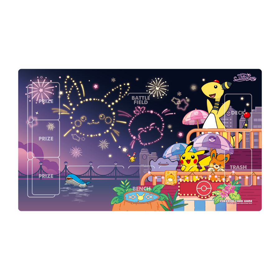포켓몬 카드 게임 플레이매트 「Pokémon-Chillin’-Summer-Days---불꽃놀이」